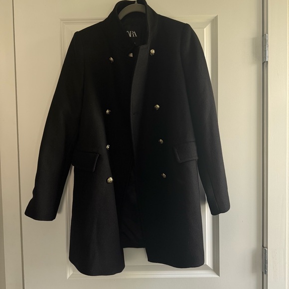 Zara Double Breasted Wool Blend Coat - Picture 7 of 14